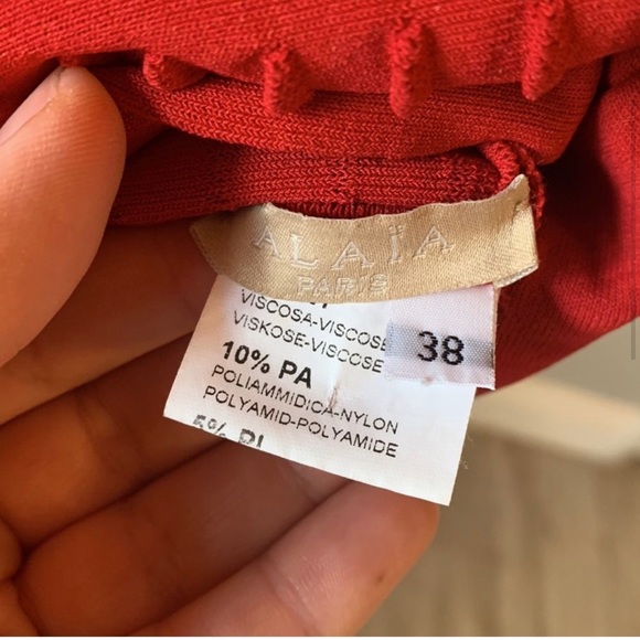 [ALAIA] Red Square Neck Knit Dress - Size 38/4 - Picture 5 of 6